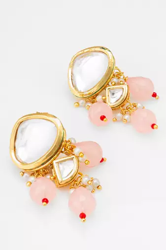 premium pink bead earrings