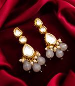 gold plated grey drop earrings with pearl
