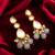 gold plated grey drop earrings with pearl