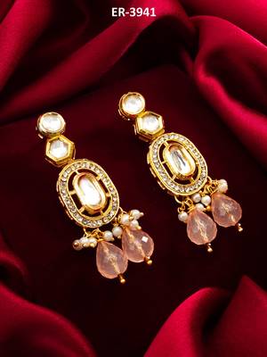 gold plated peach drop earrings 1