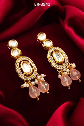gold plated peach drop earrings