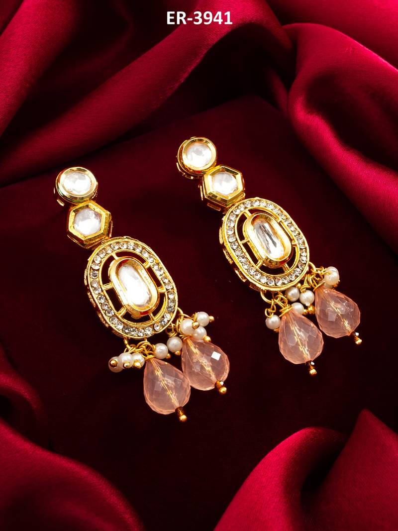 gold plated peach drop earrings