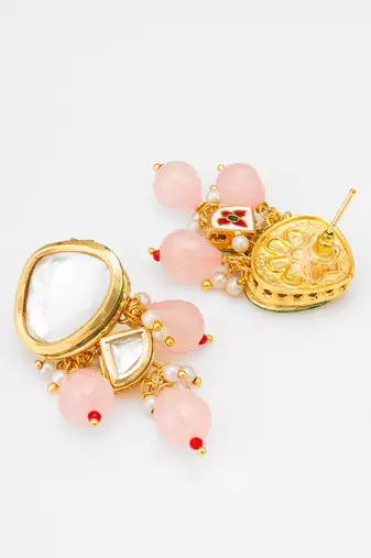 premium pink bead earrings
