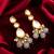 gold plated grey drop earrings with pearl