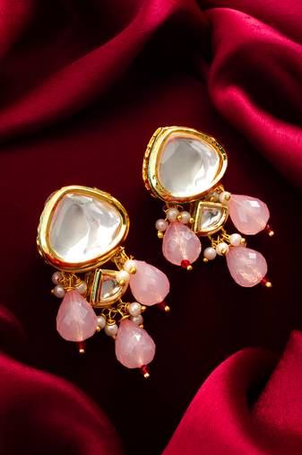 premium pink bead earrings