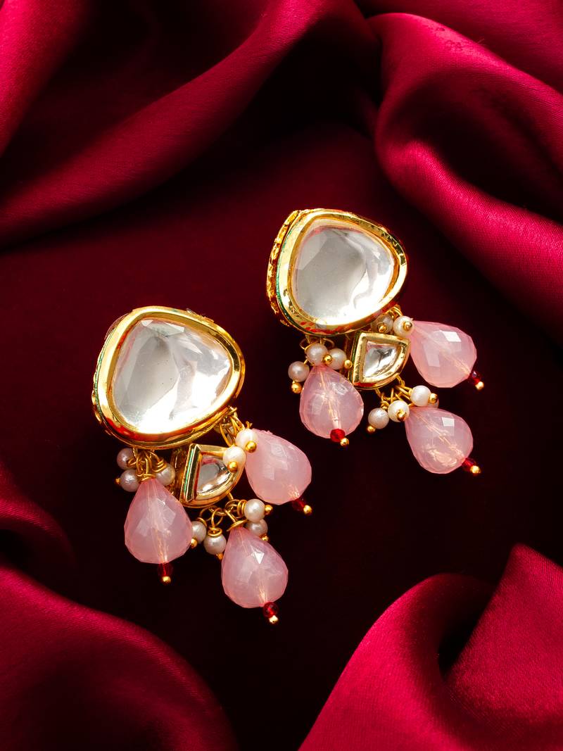 premium pink bead earrings