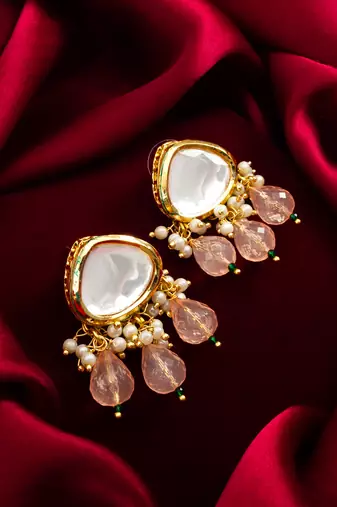 earrings with peach drops