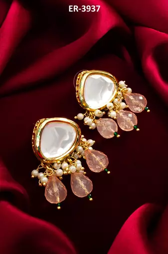 earrings with peach drops