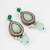 silver finished mint green stone and pearl drop earrings