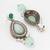 silver finished mint green stone and pearl drop earrings
