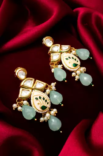 traditional kundan drop earrings