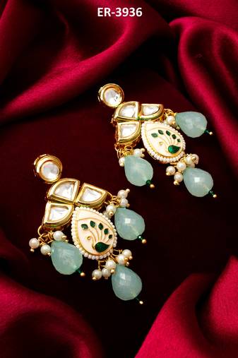 traditional kundan drop earrings