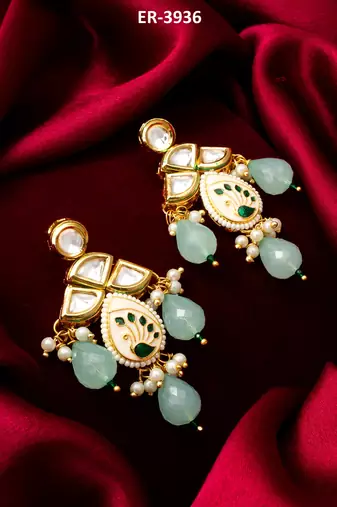 traditional kundan drop earrings