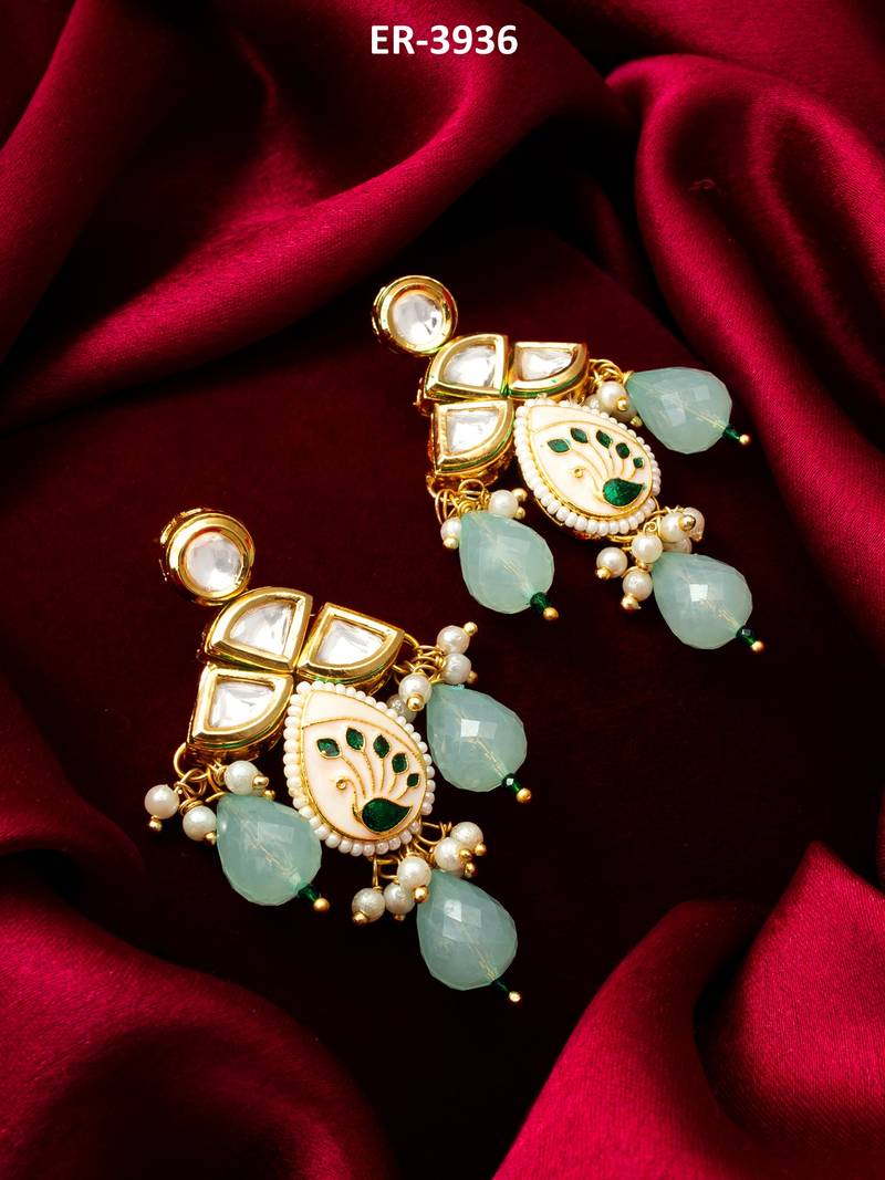 traditional kundan drop earrings