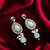 silver finished mint green stone and pearl drop earrings