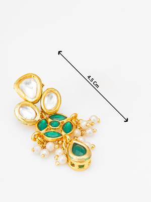 emerald green kundan and pearl drop earrings 4