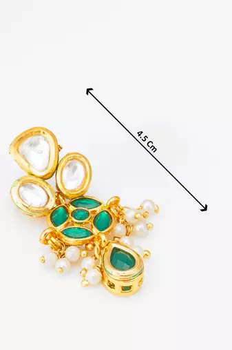 emerald green kundan and pearl drop earrings