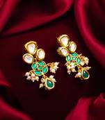 emerald green kundan and pearl drop earrings