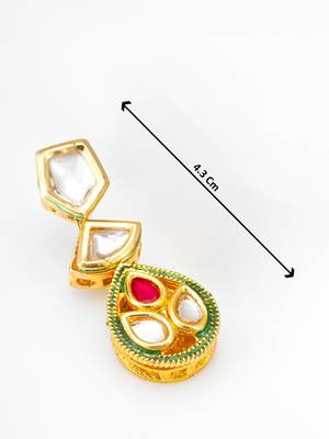 gold plated kundan drop earrings 4