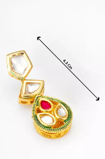 gold plated kundan drop earrings