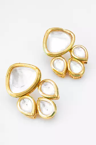 gold plated kundan stud earrings