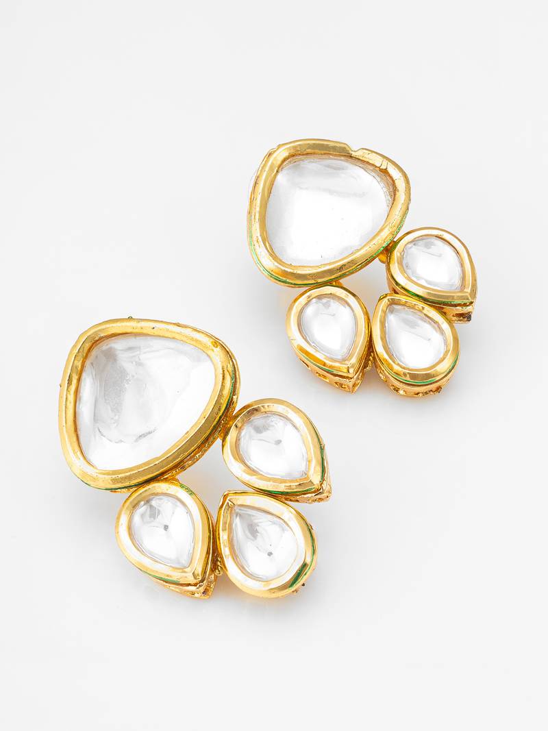 gold plated kundan stud earrings