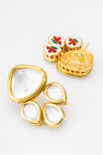 gold plated kundan stud earrings