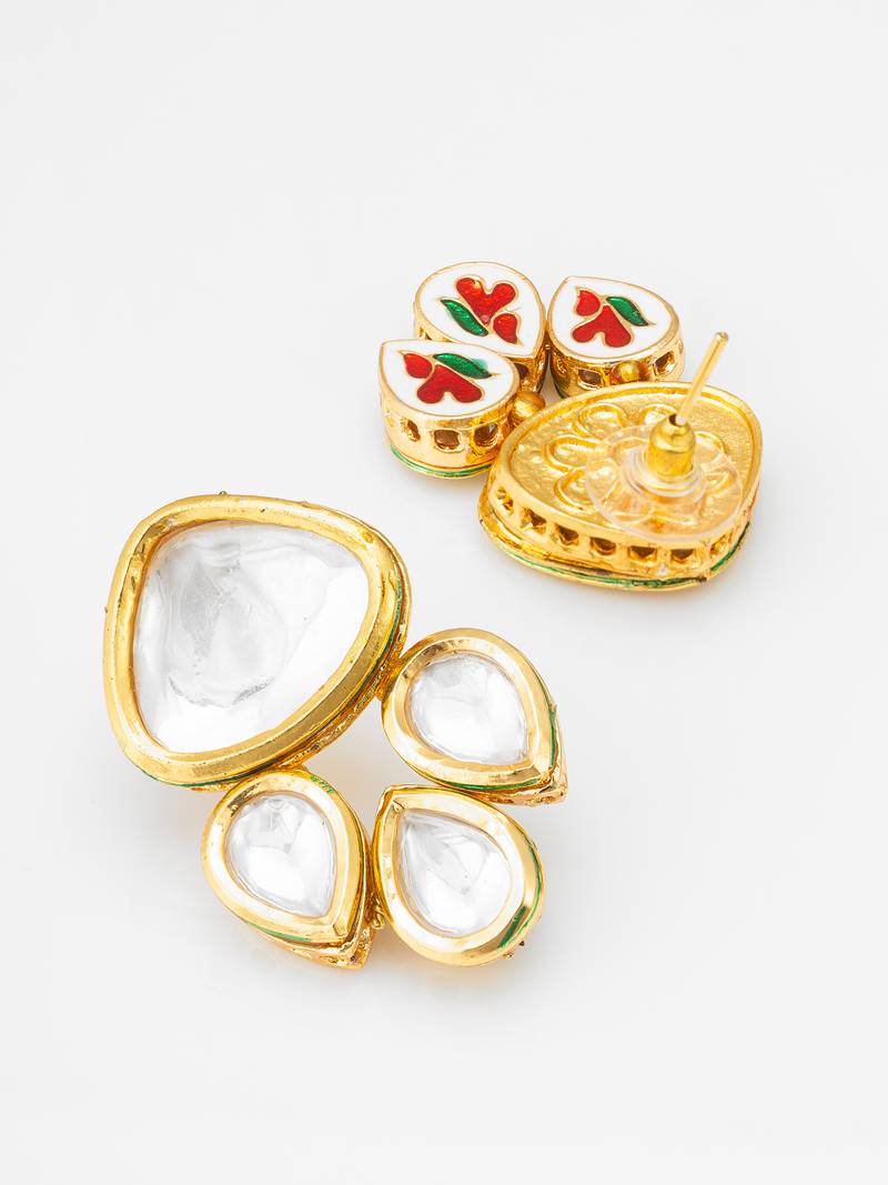 gold plated kundan stud earrings