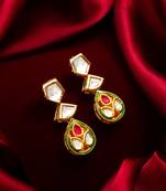gold plated kundan drop earrings