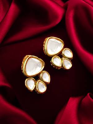 gold plated kundan stud earrings 5