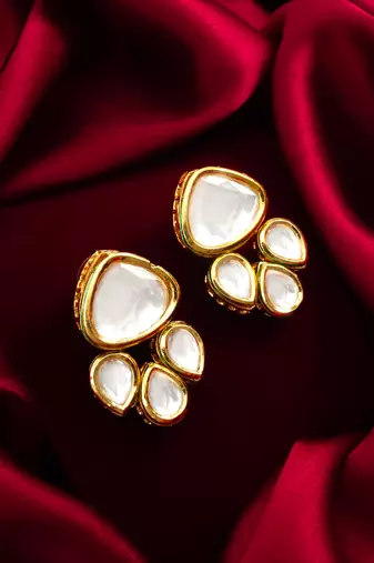gold plated kundan stud earrings