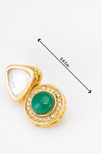 gold plated kundan and stone drop earrings