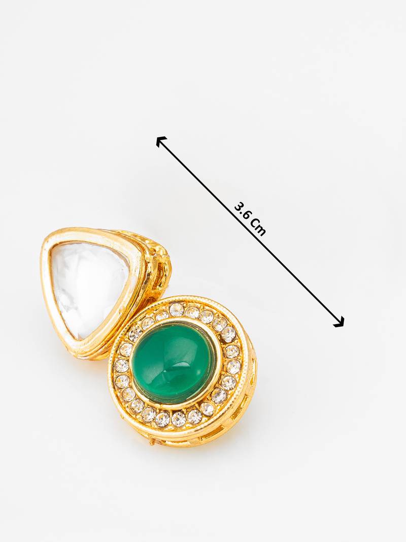 gold plated kundan and stone drop earrings