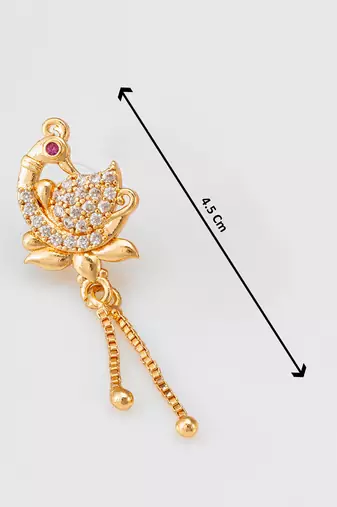 peacock design american diamond chain drop earrings