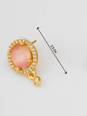 oval pink stone american diamond stud earrings 4