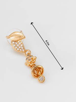 leaf motif american diamond drop earrings 4