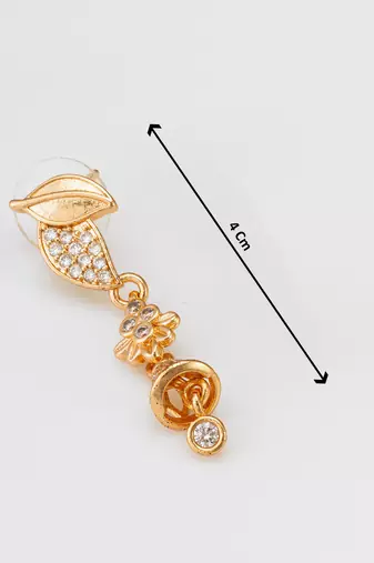 leaf motif american diamond drop earrings