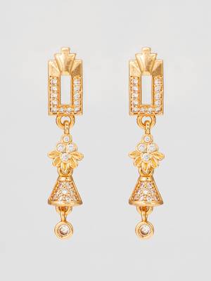 geometric floral american diamond dangle earrings 1
