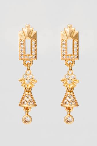 geometric floral american diamond dangle earrings