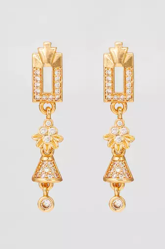 geometric floral american diamond dangle earrings