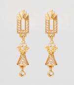 geometric floral american diamond dangle earrings