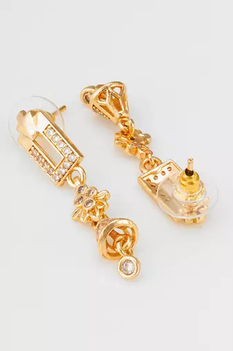 geometric floral american diamond dangle earrings