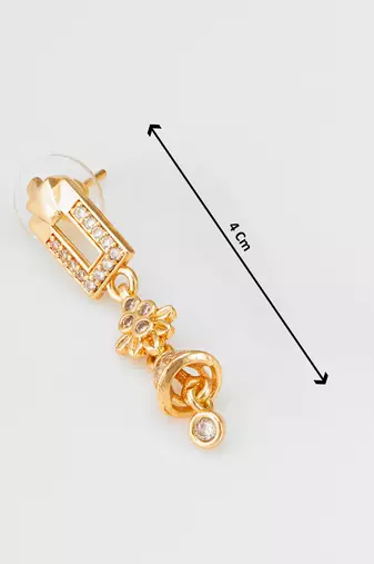 geometric floral american diamond dangle earrings