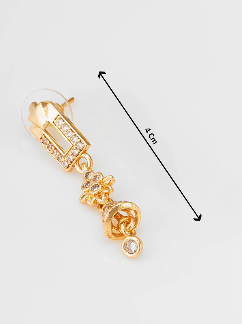 geometric floral american diamond dangle earrings