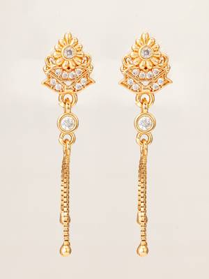 traditional drop chain american diamond earrings 1