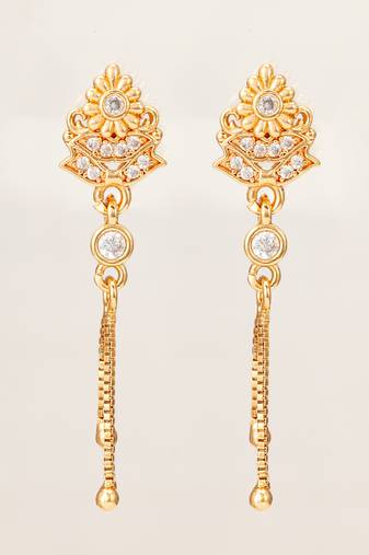 traditional drop chain american diamond earrings