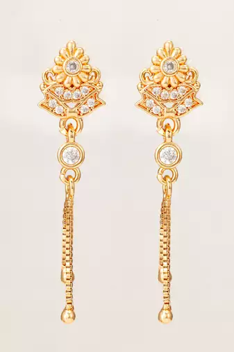 traditional drop chain american diamond earrings