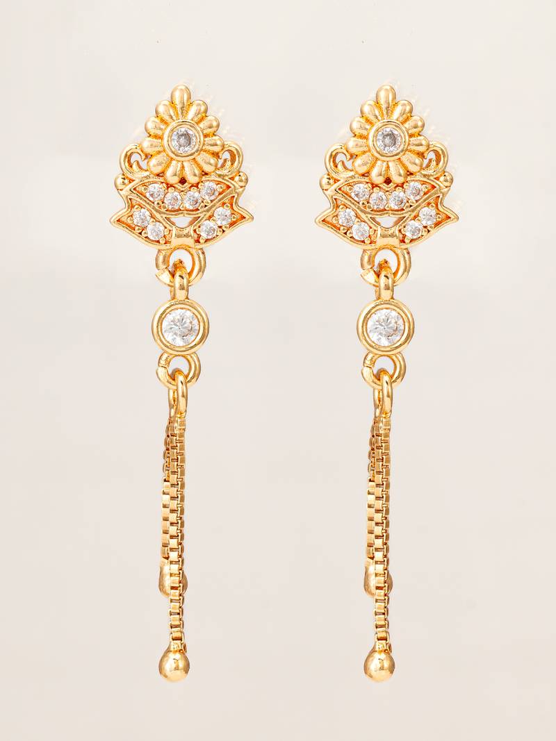 traditional drop chain american diamond earrings