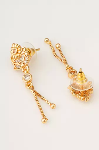 traditional drop chain american diamond earrings
