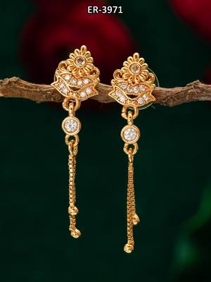 traditional drop chain american diamond earrings 5